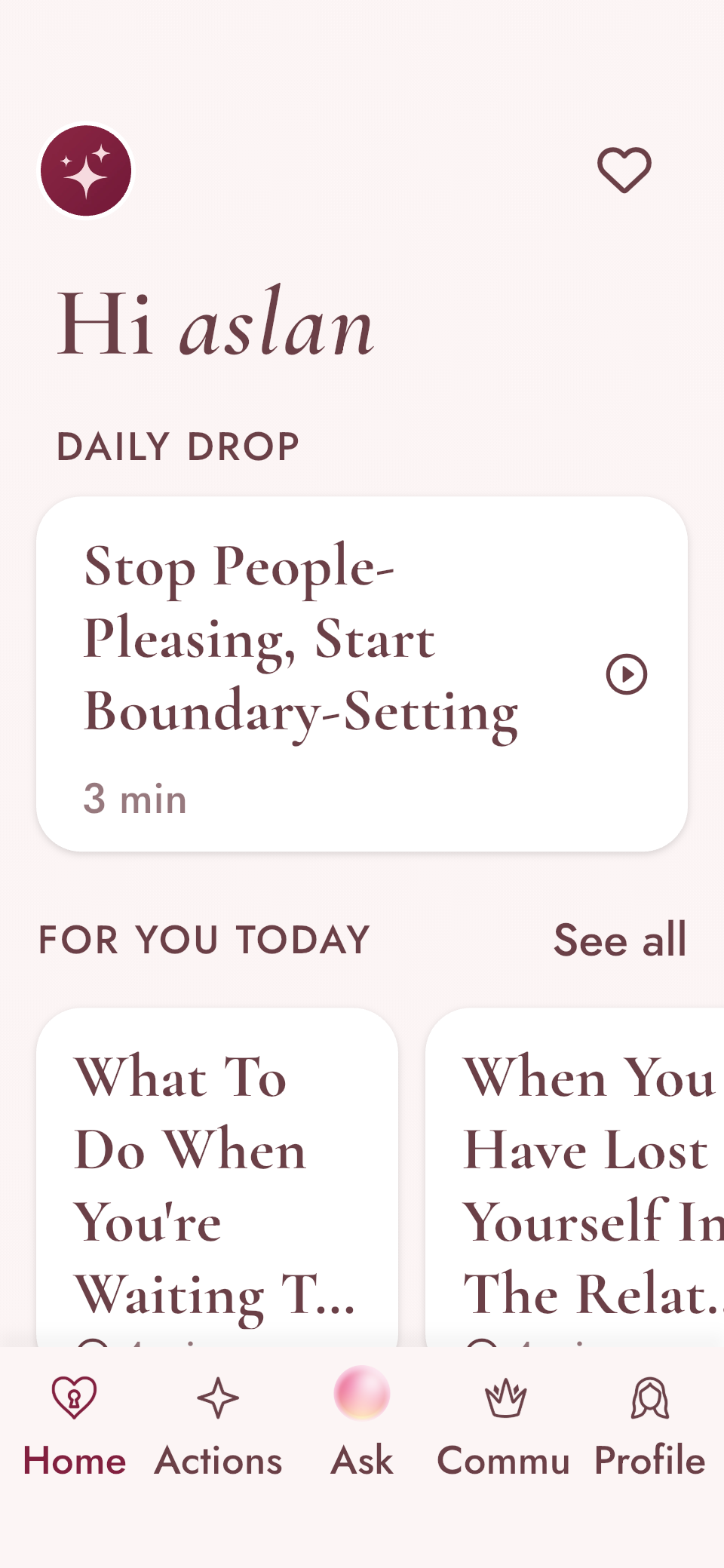 Magnetic actions screen with a small daily action